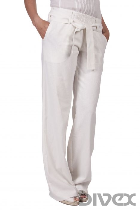 Панталони Ленен панталон – цвят бяло - Ленен панталон – цвят бяло