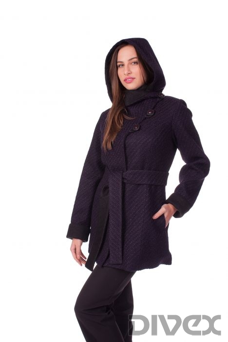 Палта Късо палто с качулка -лилаво - Късо палто с качулка