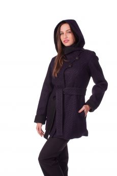 Късо палто с качулка -лилаво - Късо палто с качулка