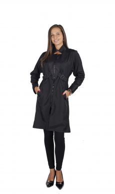 Черен шлифер с релефна гарнитура - Черен шлифер с релефна гарнитура